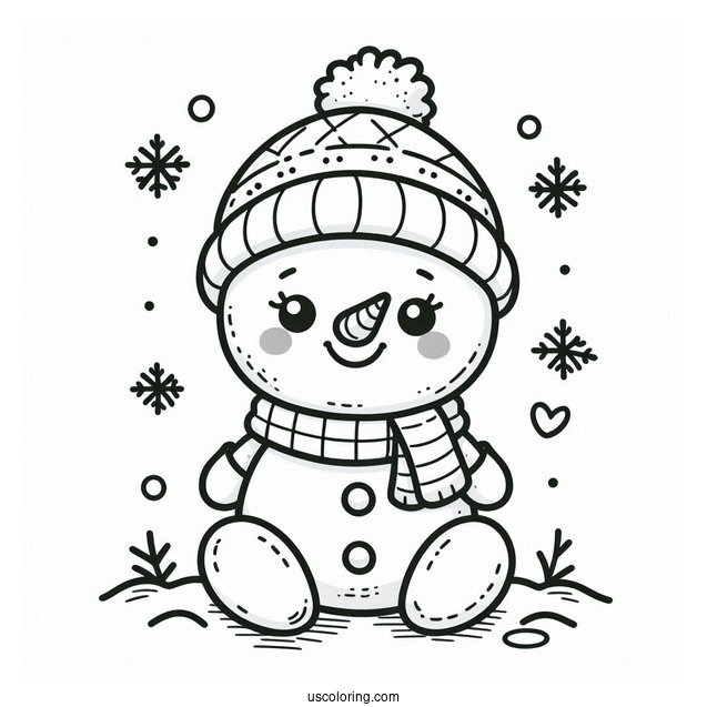 Cute Baby Snowman Coloring Page