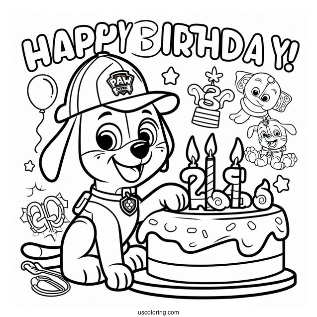Paw Patrol Happy Birthday Coloring Page For Parties