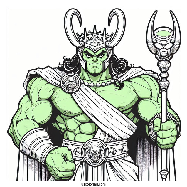 Angry Hulk Coloring Page Holding Loki Upside Down