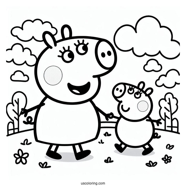 Peppa Pig Playing With Friend Outside