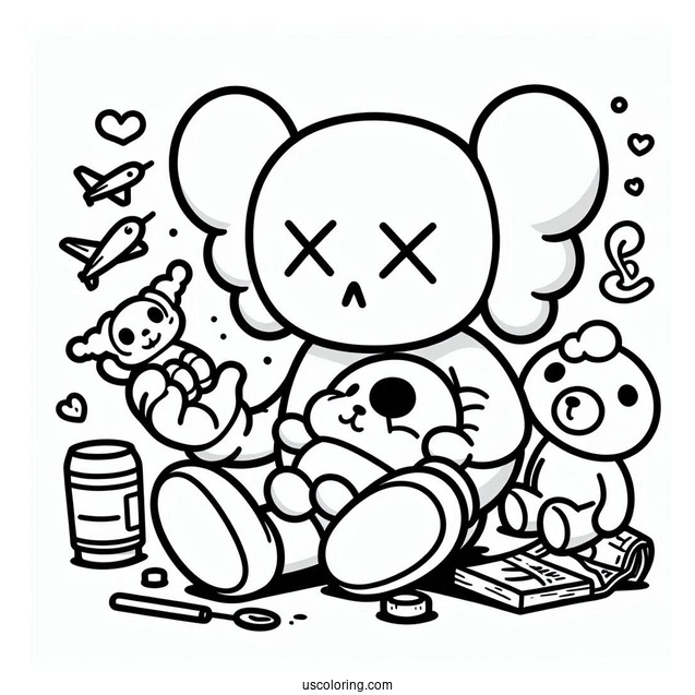 KAWS Coloring Page Dissected Companion