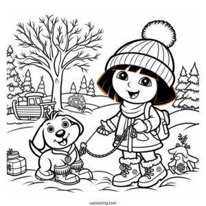 Dora With Boots And Friend During Winter