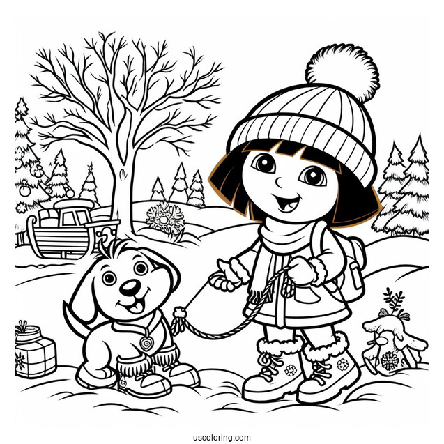 Dora With Boots And Friend During Winter