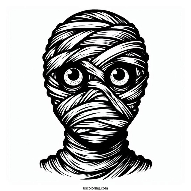 Scary Mummy Coloring Page Face