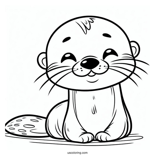 Smiling Otter Coloring Page Outline