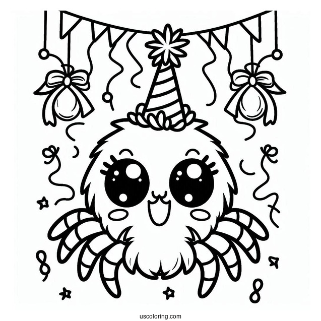 Adorable Kawaii Spider Coloring Page
