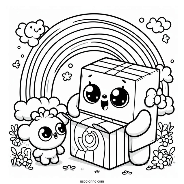 Rainbow Friends Coloring Page Looking At Odd Box