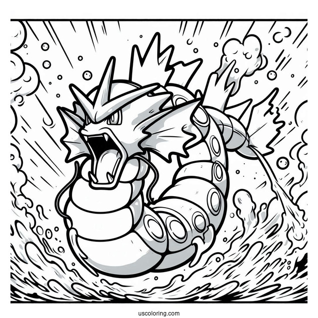 Gyarados Splash Burn Pokemon Card Coloring Page
