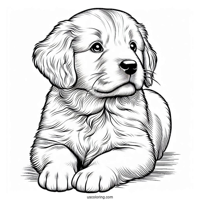 Golden Retriever Puppy Staring Into Distance