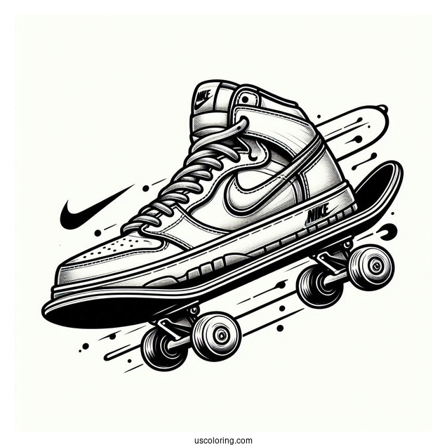 Nike Coloring Page Of SB Men s Bruin React On Skateboard
