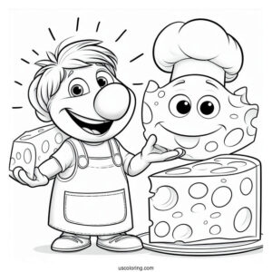 Ratatouille Coloring Page Of Happy Emile Holding A Chunk Of Cheese