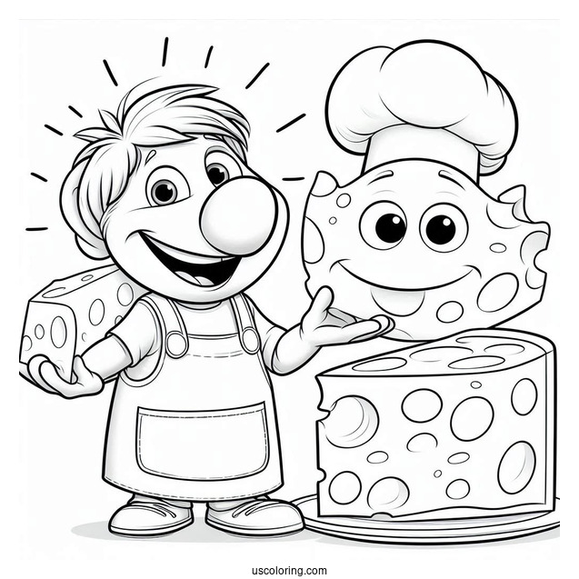 Ratatouille Coloring Page Of Happy Emile Holding A Chunk Of Cheese