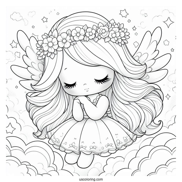 Precious Moments Coloring Page Of Angel In The Clouds