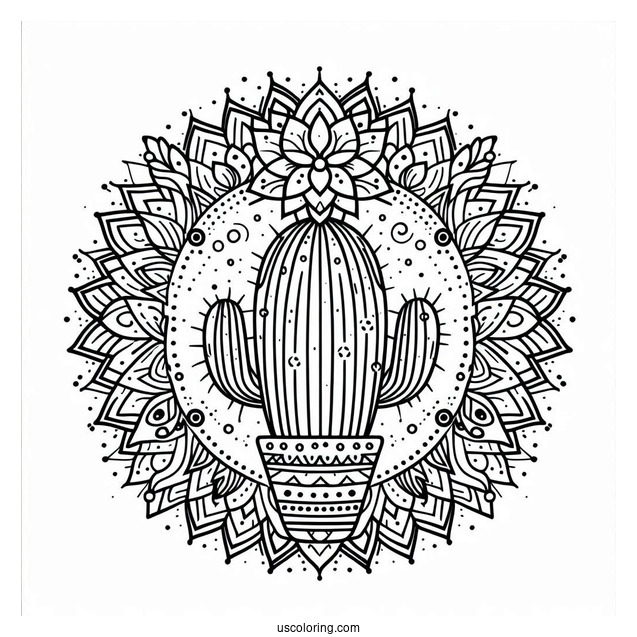 Abstract Cactus Mandala