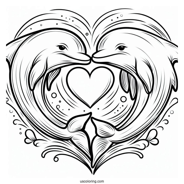 Two Dolphins Shaped In A Love Heart