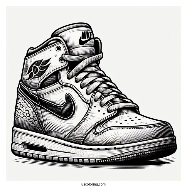 Vintage Nike Coloring Page Of Shoe Artwork