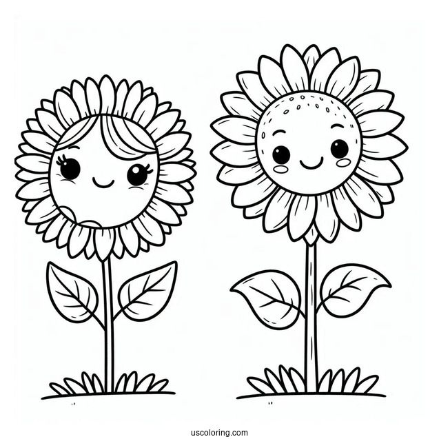 Smiling Spring Coloring Page Sunflower For Preschoolers