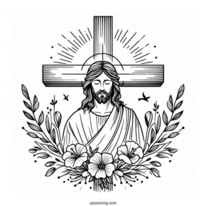 Jesus Easter Cross Coloring Sheet