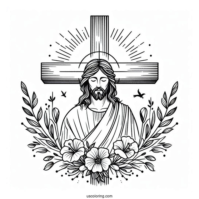 Jesus Easter Cross Coloring Sheet