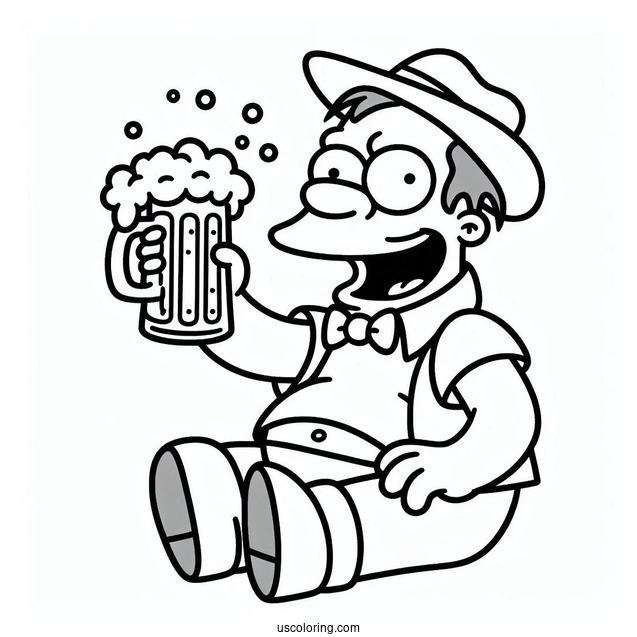 Simpsons Coloring Pages Of Barney Gumple Holding A Beer