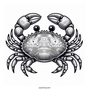 Crab Coloring Page With Detailed Shell