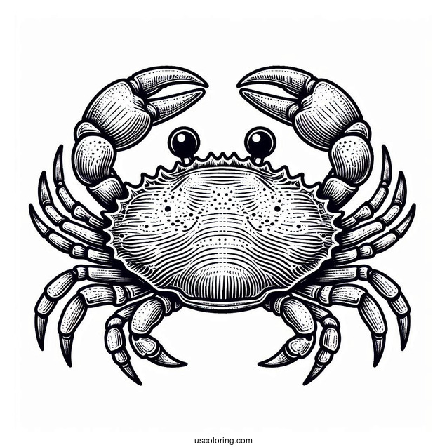Crab Coloring Page With Detailed Shell