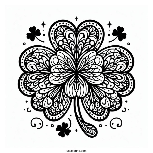 St. Patrick's Day Coloring Page Of Pretty Clover Mandala