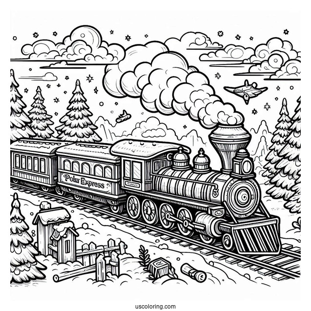 Polar Express Coloring Page Of Train Ticket
