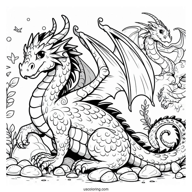 Easy To Color In Dragon For Preschoolers