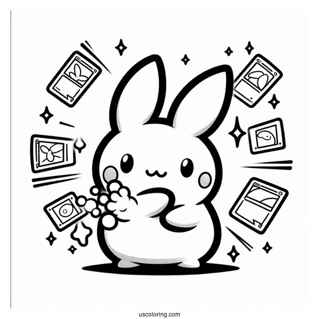 Kawaii Maushold Gentle Slap Pokemon Card Coloring Sheet For Kids
