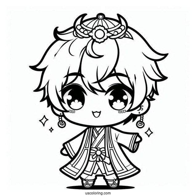 Cool Chibi Boy Coloring Page For Kids