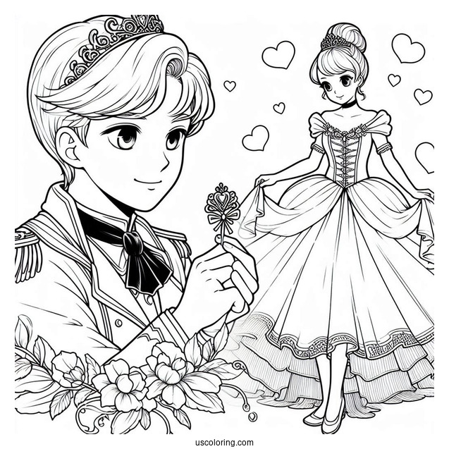 Easy Cinderella Prince Charming Coloring Sheet