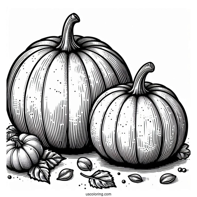 Two Different Sized Pumpkin Coloring Page