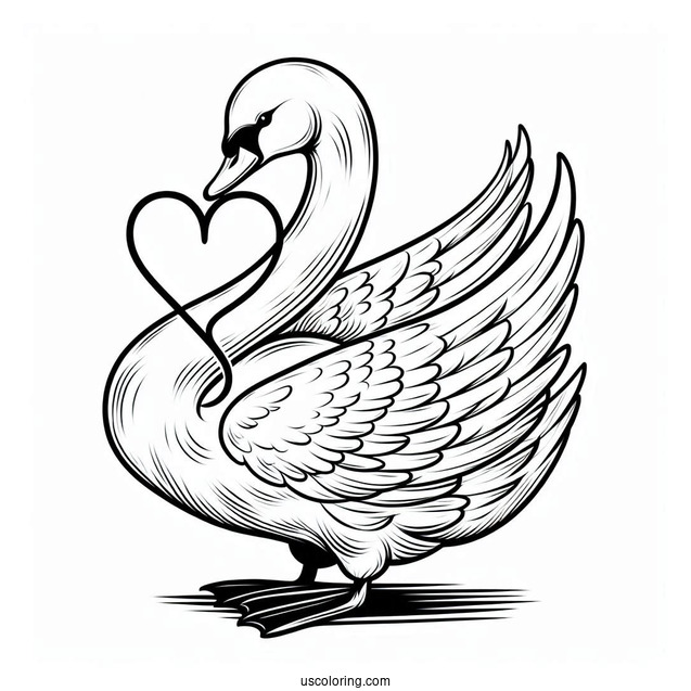 Swan Coloring Page Forming Heart Shape With Their Necks