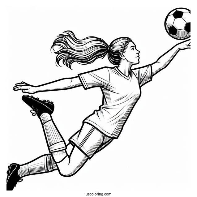 Soccer Player Doing a Header To Color
