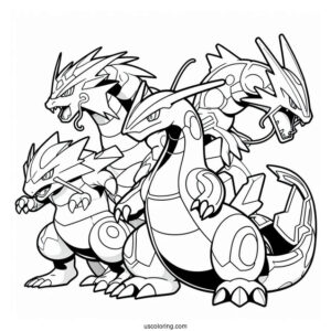 Groudon With Kyogre And Rayquaza Coloring Page
