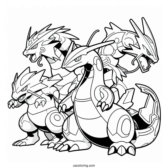 Groudon With Kyogre And Rayquaza Coloring Page