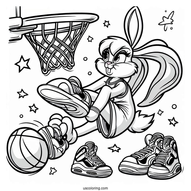 Lola Bunny Slam Dunks Coloring Page