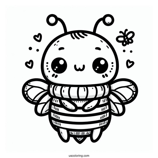 Cartoon Bee Coloring Page Wearing A Jumper For Kids