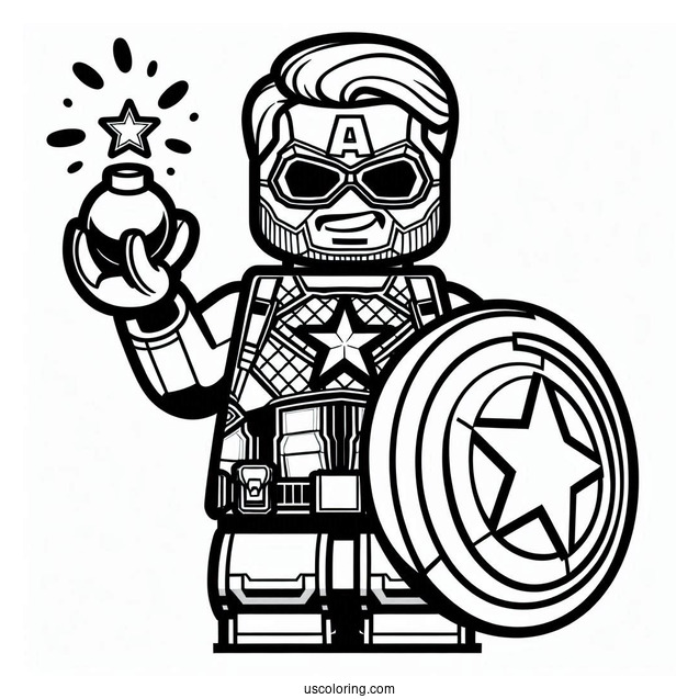 Lego Captain America Coloring Page