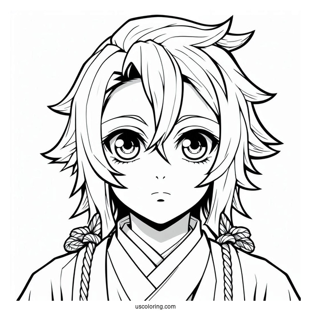 Close Up Of Tanjiro Coloring Page