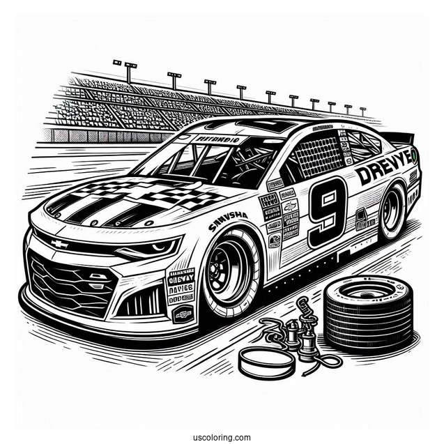 Detailed Chevy Nascar Coloring Sheet