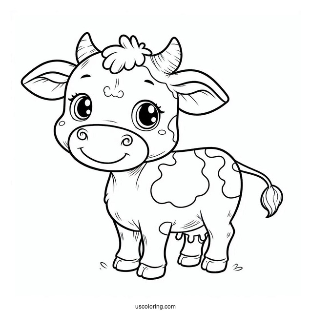Smiling Cow For Coloring In
