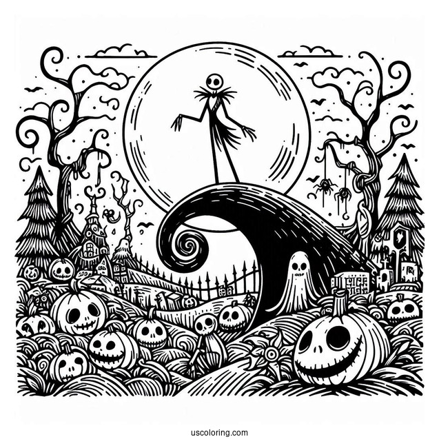 Simple Nightmare Before Christmas Halloween Coloring Page