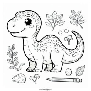 Happy Camarasaurus Dinosaur Coloring Page For Kids