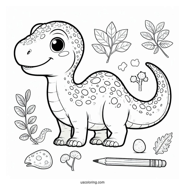 Happy Camarasaurus Dinosaur Coloring Page For Kids