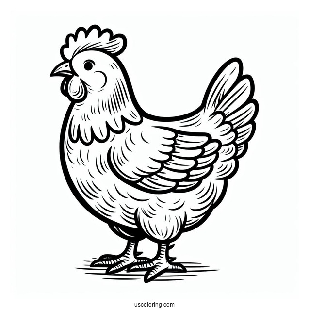 Easy Outline Of a Common Farm Chicken