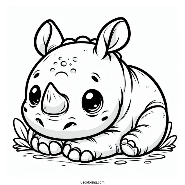 Cute Baby Rhino To Color