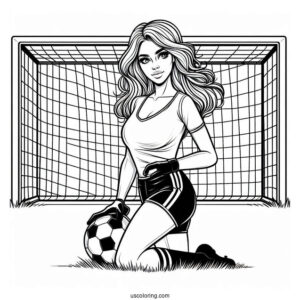 Female Soccer Player In Front Of GoalFemale Soccer Player In Front Of Goal
