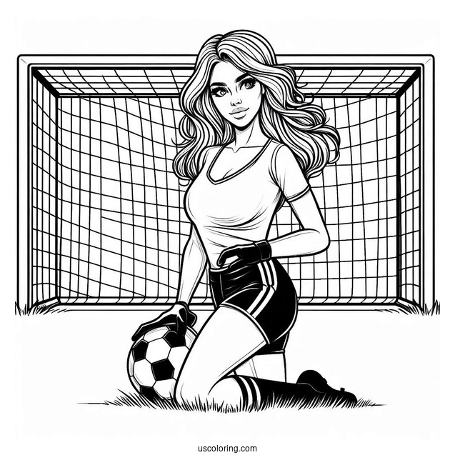 Female Soccer Player In Front Of GoalFemale Soccer Player In Front Of Goal
